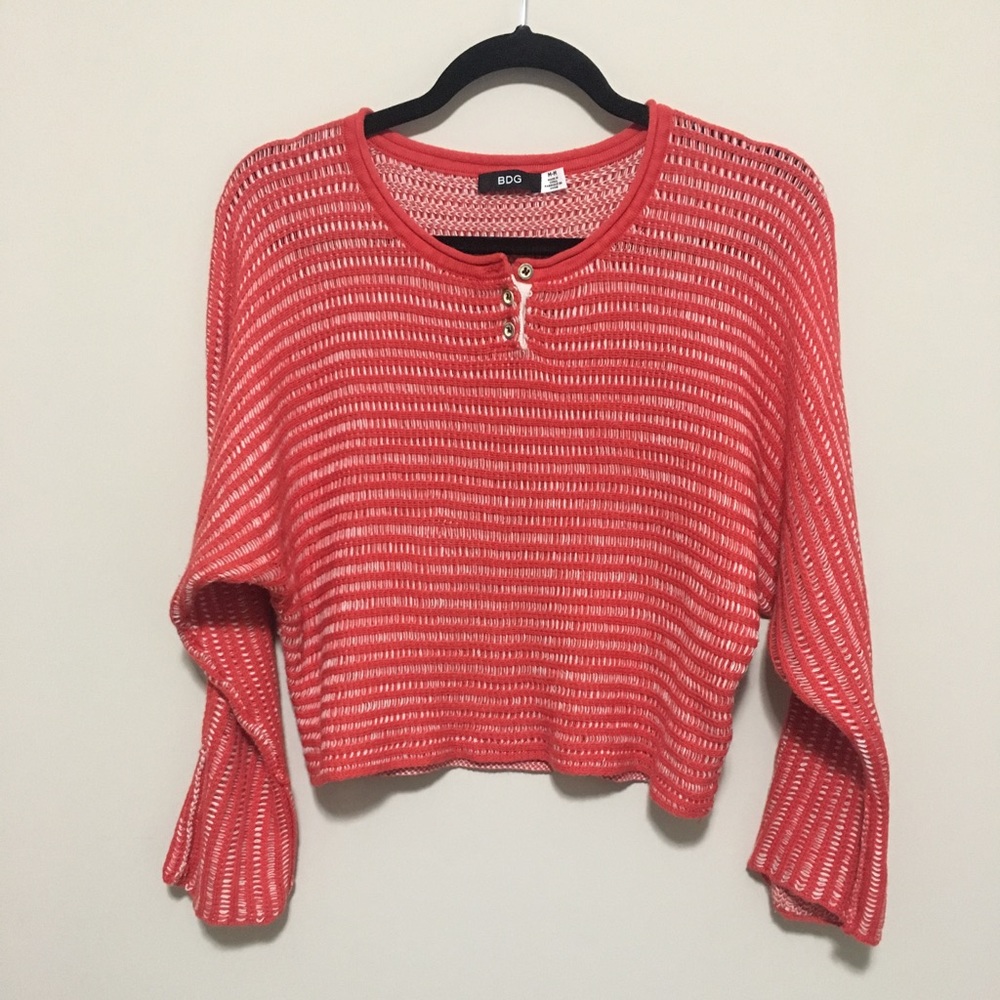 BDG Little League Cropped Henley Style Sweater M